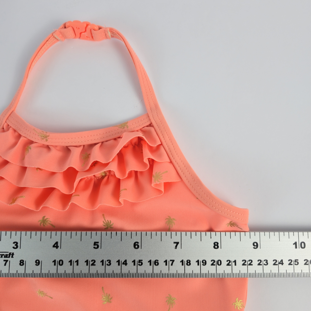 The Children's Place Coral Ruffle Halter One-Piece Swimsuit Gold Palm Print - Picture 4 of 12